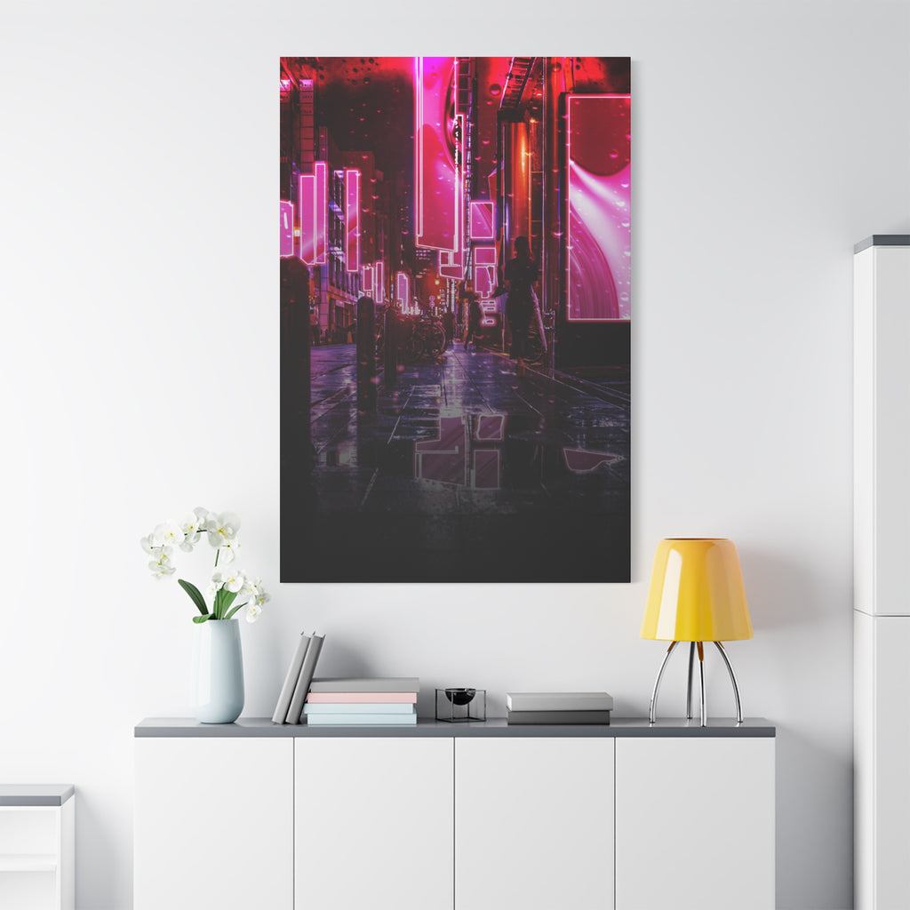 Japanese City Punk FX.3 Canvas Wall Art - Cyberpunk Tokyo Street Decor