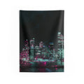 Cyberpunk Chicago Harbor Tapestry - Neon City Wall Hanging