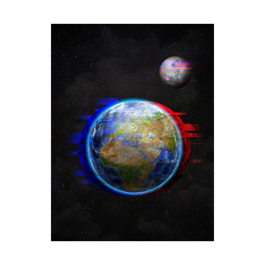 Earth Glitched Poster - Digital Glitch Space Art Print