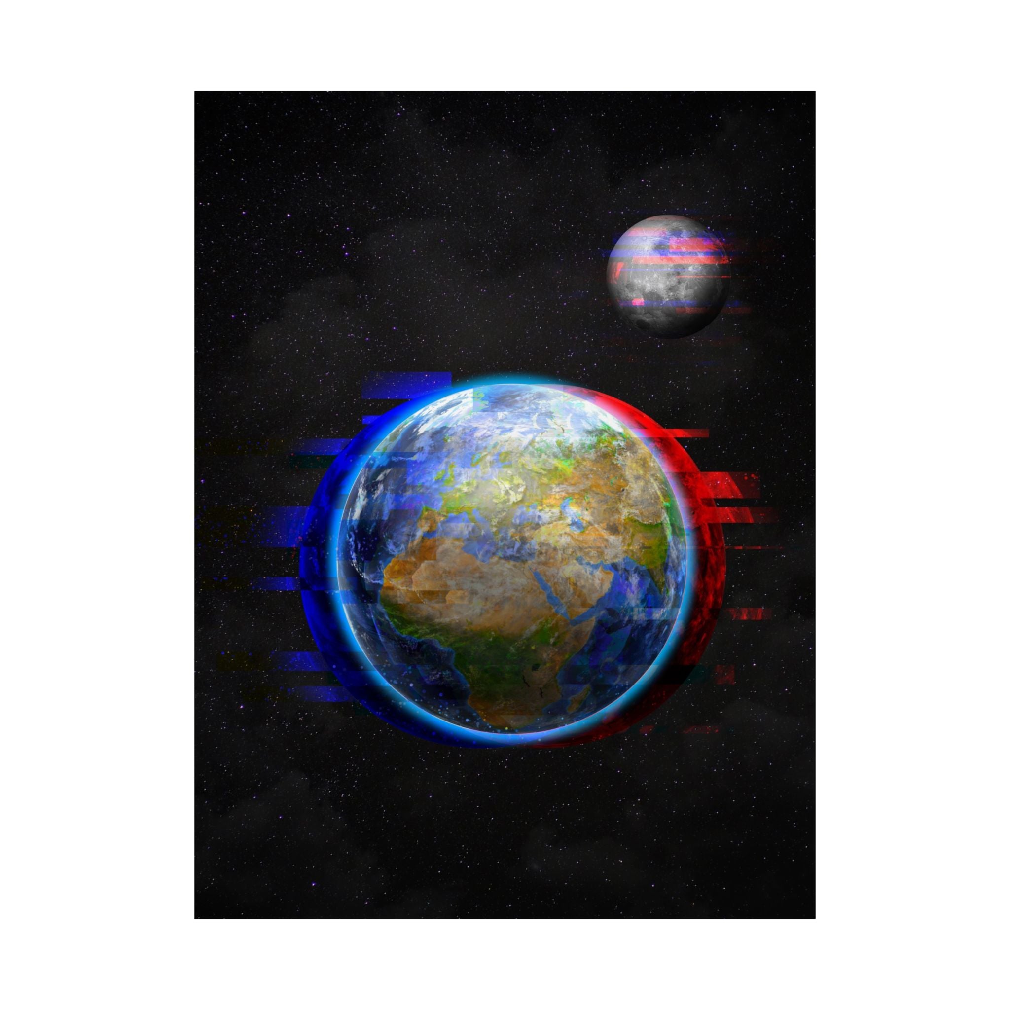 Earth Glitched Poster - Digital Glitch Space Art Print