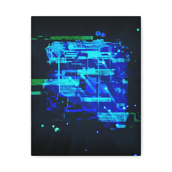The Data Cube Sci-Fi Cyberpunk Canvas Art | Abstract Tech Futuristic Digital Wall Decor