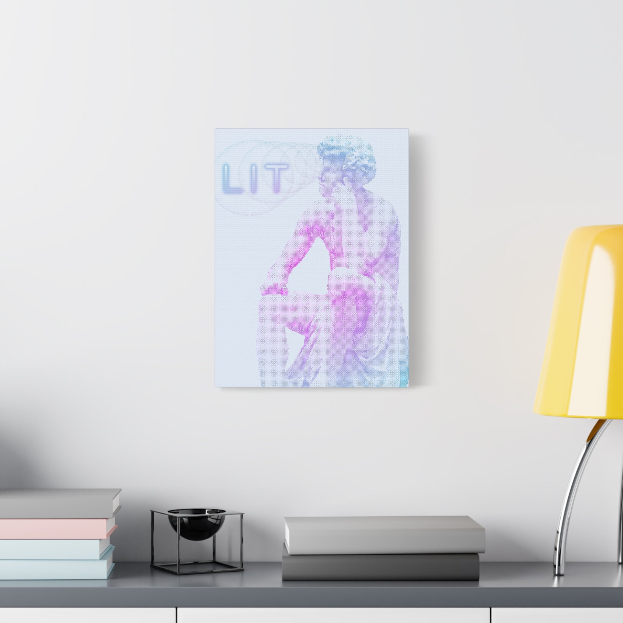 Lit Thinker Canvas Wall Art - Psychedelic Abstract Portrait Decor