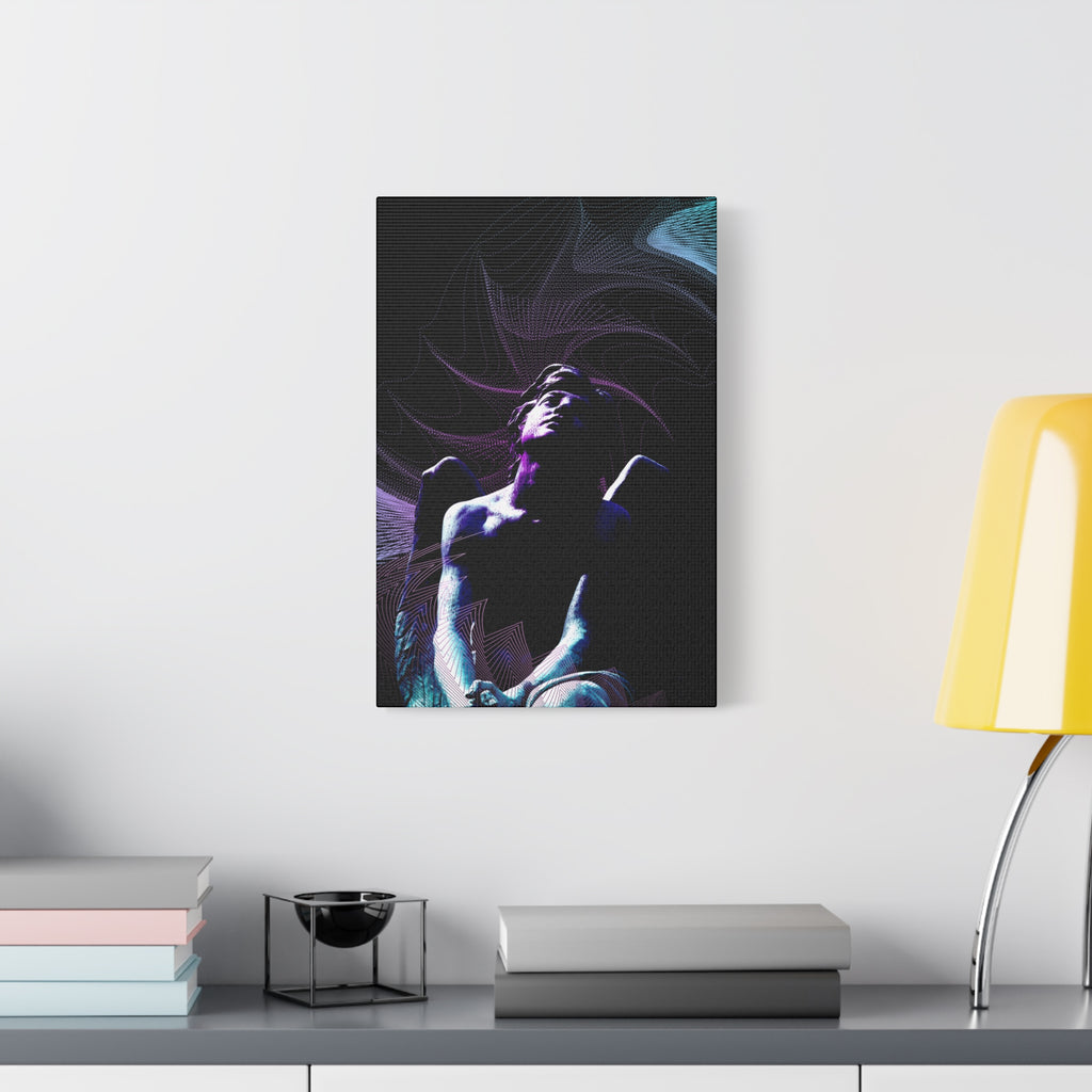 Skybound Canvas Wall Art - Surreal Angel Figure in the Clouds