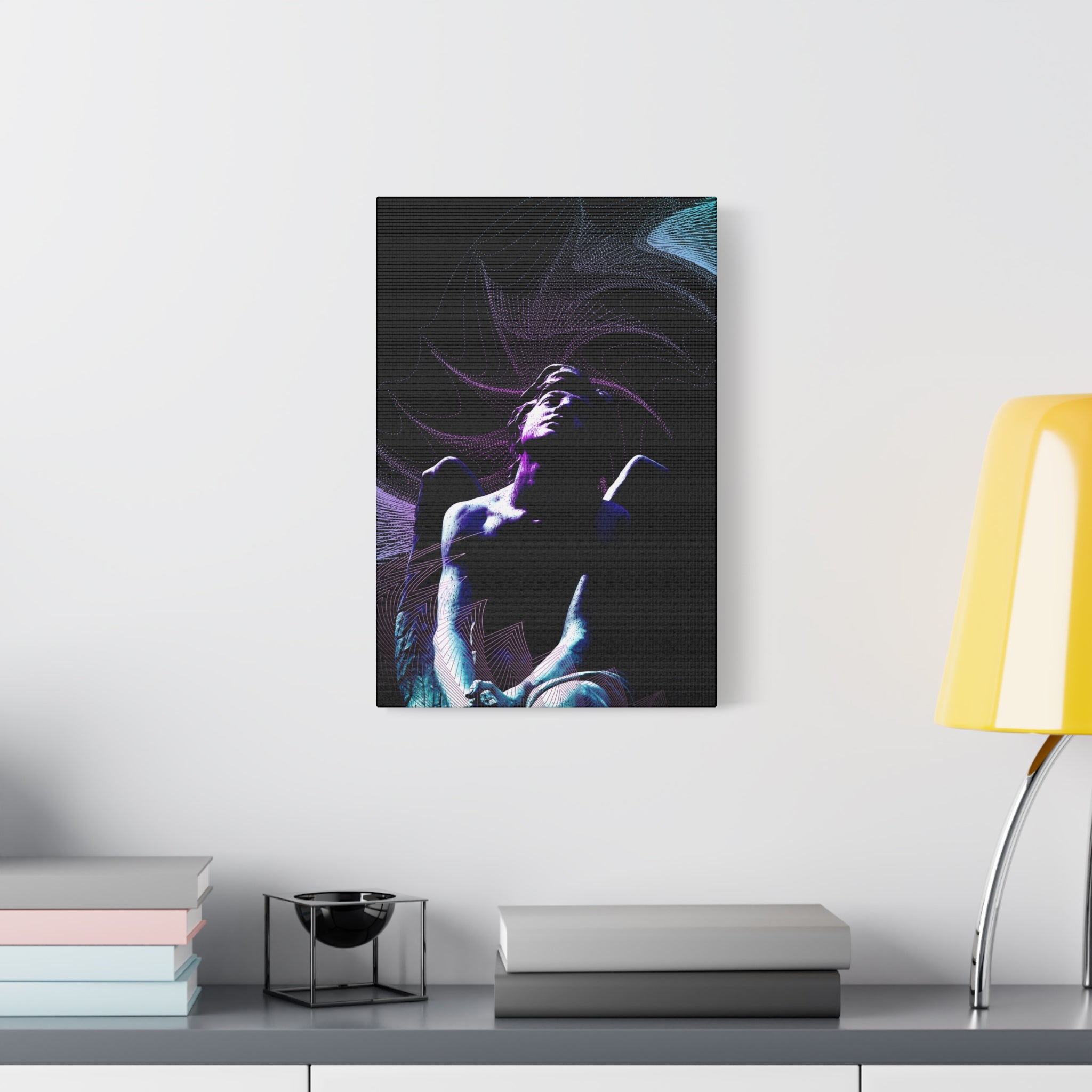 Skybound Canvas Wall Art - Surreal Angel Figure in the Clouds