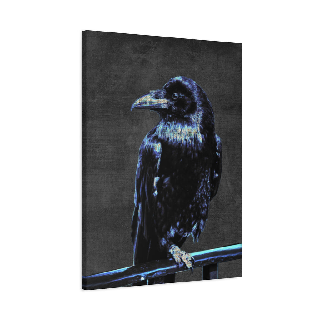 Blue Crow Canvas Wall Art - Surreal Raven Bird Decor
