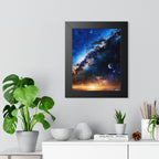 Space Sunrise Framed Poster - Cosmic Galaxy Sunrise Wall Art