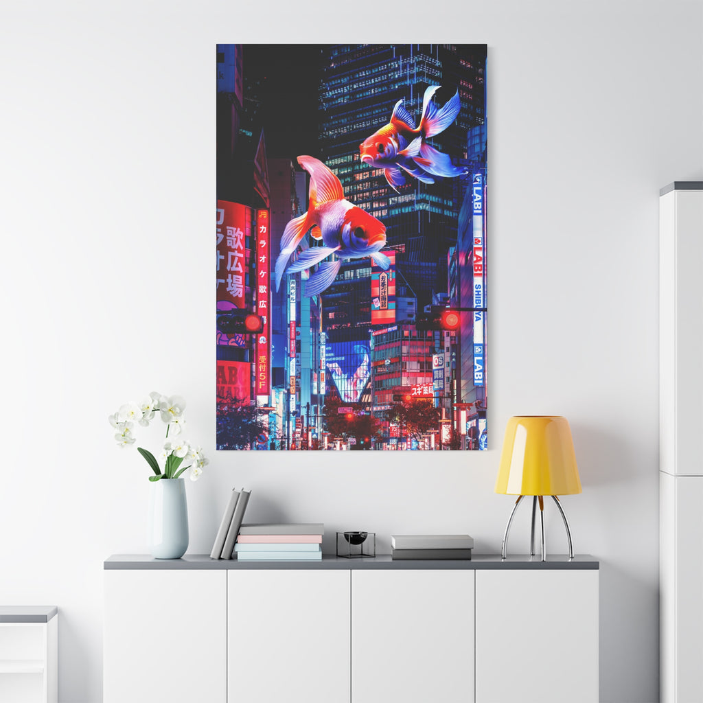 Japanese City Punk FX.2 Canvas Wall Art - Neon Japan Cyberpunk Street