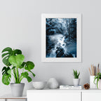 Frozen Forest Framed Poster - Blue Winter Nature Wall Art