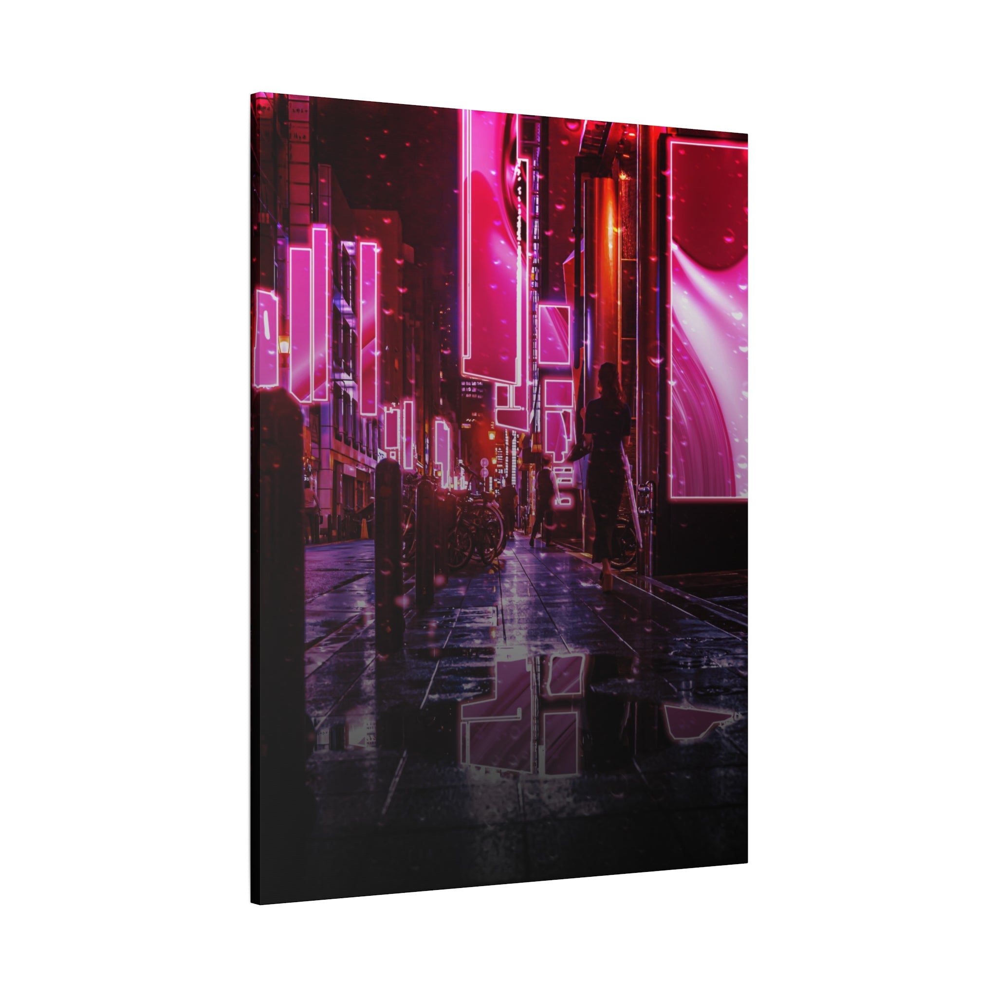 Japanese City Punk FX.3 Canvas Wall Art - Cyberpunk Tokyo Street Decor
