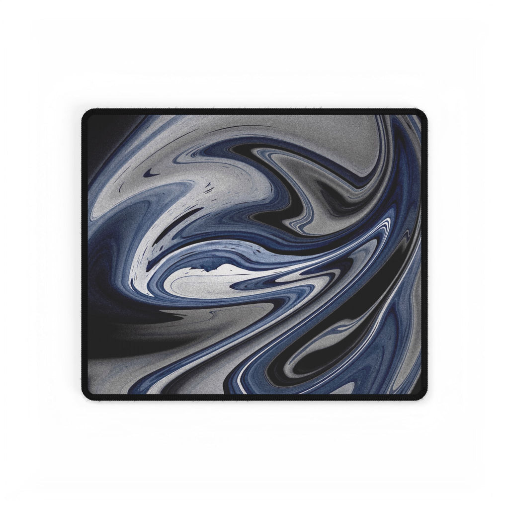 Chrome And Blue Desk Mat - Swirling Vortex Mouse Pad