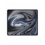 Chrome And Blue Desk Mat - Swirling Vortex Mouse Pad