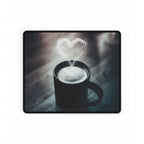 Coffee Love Latte Heart Desk Mat - Cafe Aesthetic Mouse Pad