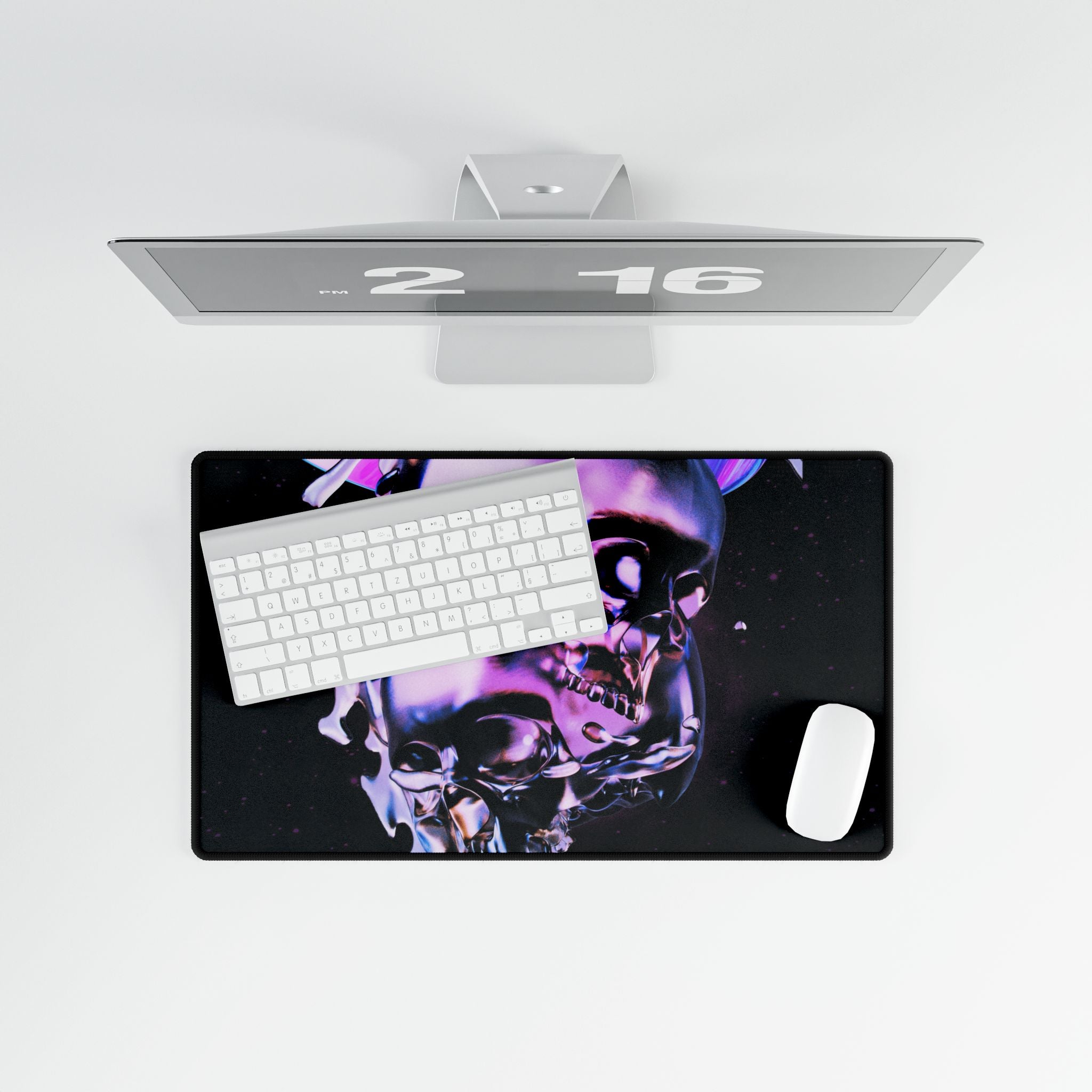Melted Skeleton Skulls Desk Mat - Gothic Galaxy Mouse Pad