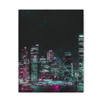 Cyberpunk Harbor Canvas Wall Art - Futuristic Sci-Fi City Decor