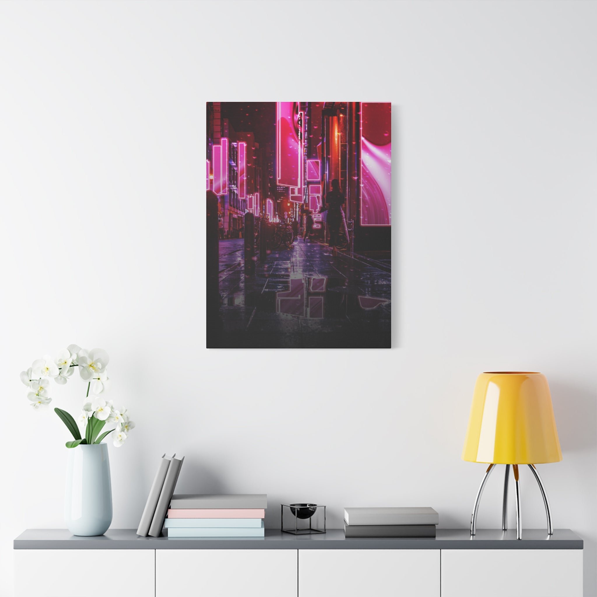 Japanese City Punk FX.3 Canvas Wall Art - Cyberpunk Tokyo Street Decor