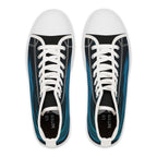 Paint Flow Blue Abstract Wave High-Top Sneakers - Teal Ocean Art