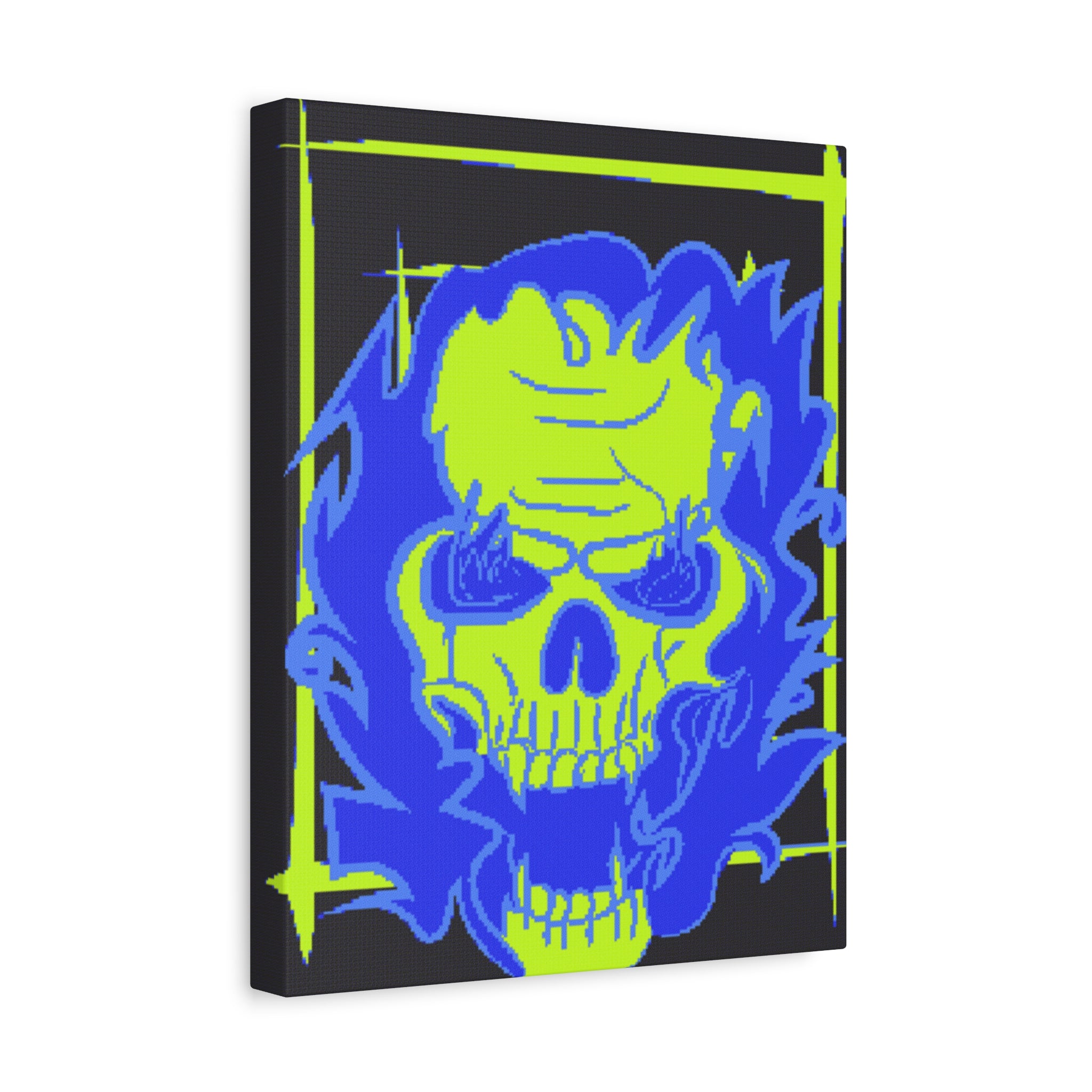 Skull of Mental Fire Canvas Wall Art - Psychedelic Gothic Decor