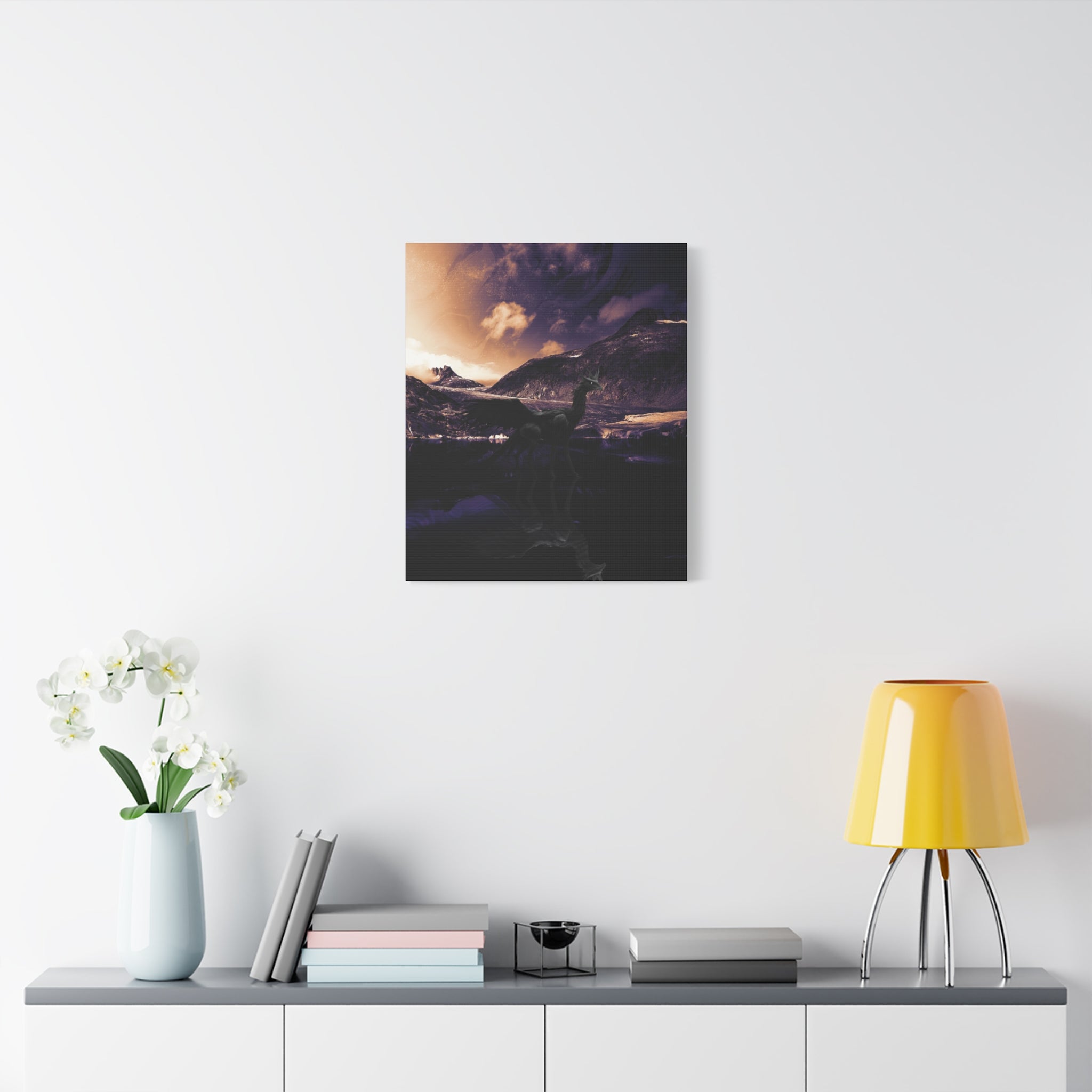 Baby Winged Dragon Canvas Wall Art - Fantasy Creature Decor