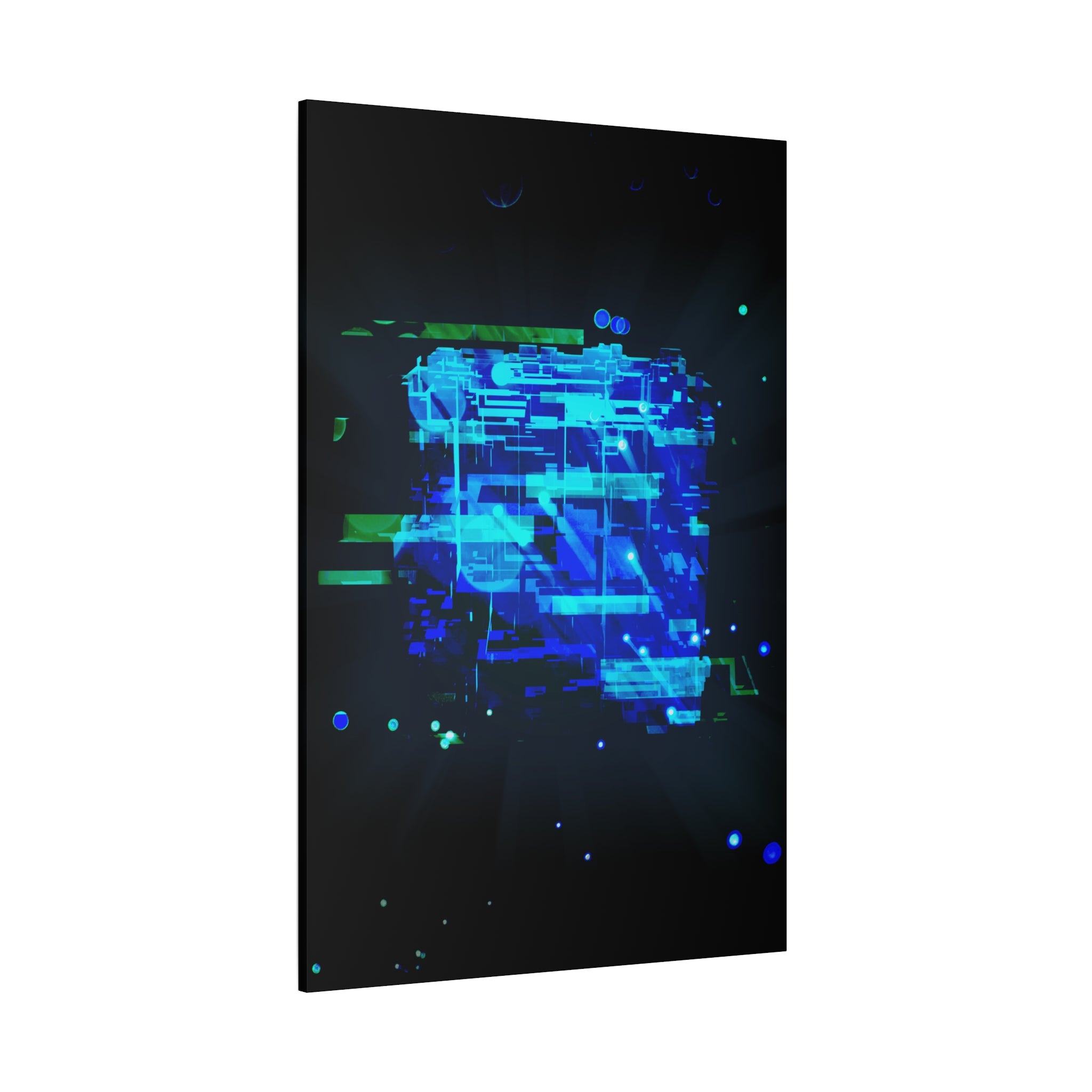 The Data Cube Sci-Fi Cyberpunk Canvas Art | Abstract Tech Futuristic Digital Wall Decor