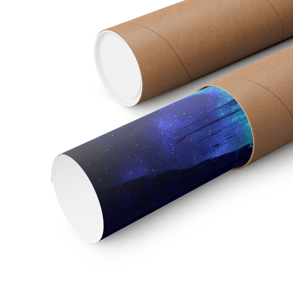 Cosmic Frosted City Skyline Poster Print - Galactic Cityscape