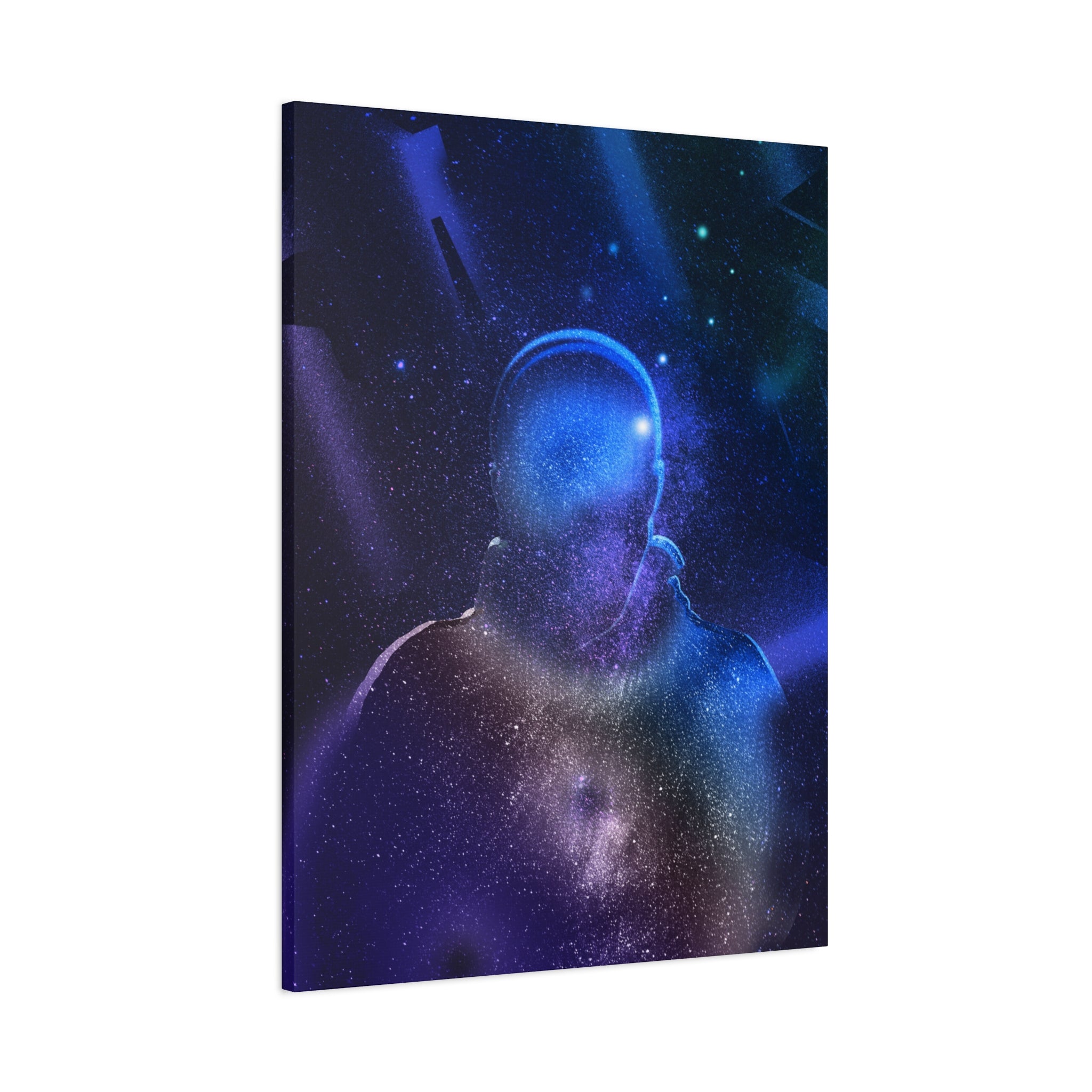 Figure in Space Canvas Wall Art - Cosmic Silhouette Decor