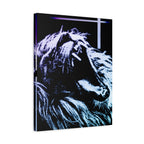 CRT Lion Retro Wave Canvas Art - 80s Vaporwave Neon Decor