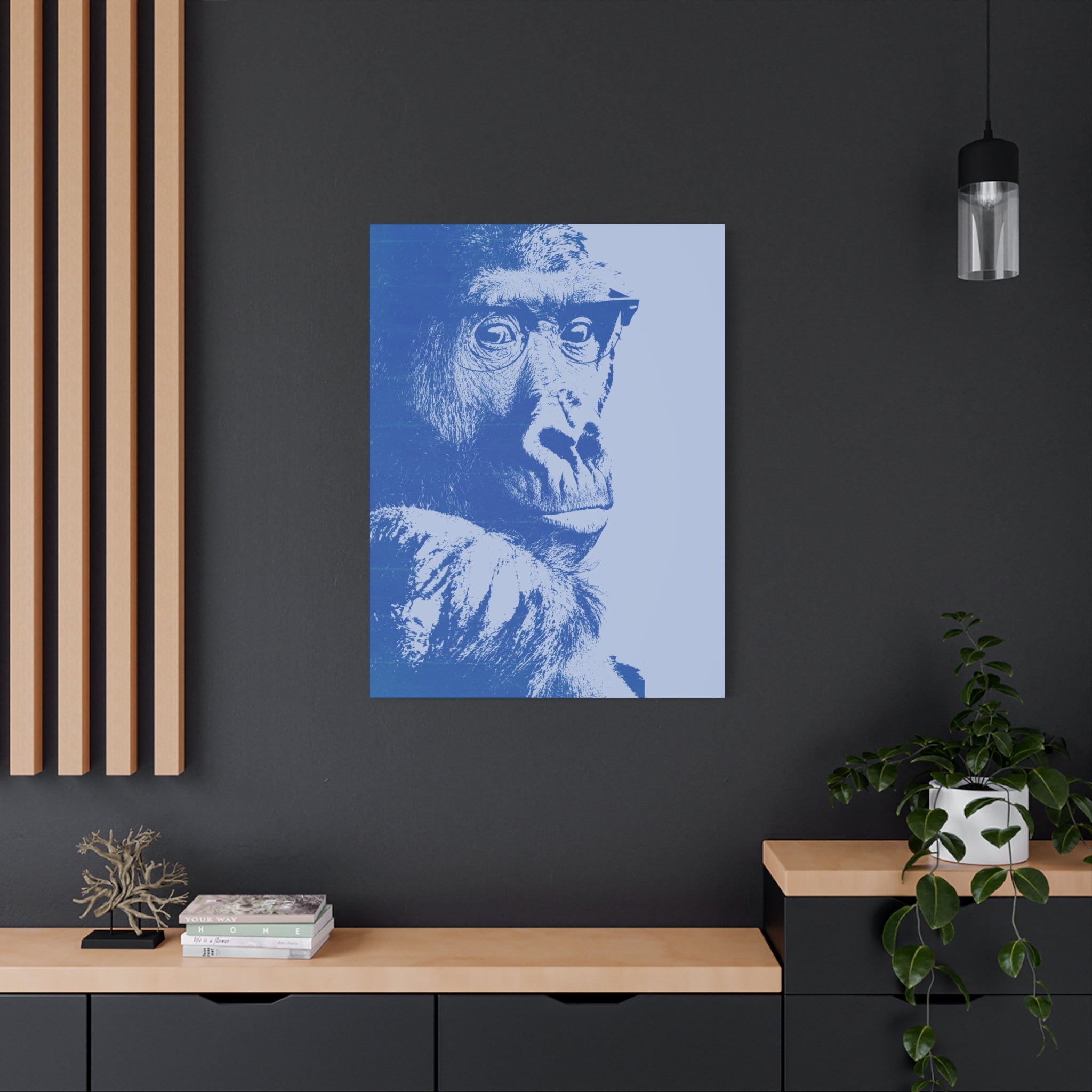 Educated Gorilla Canvas Wall Art - Abstract Modern Primate Decor