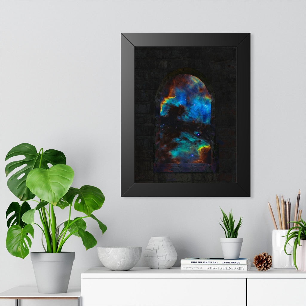 Stellar Castle Window Framed Poster - Galaxy Cosmos Wall Art