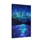 Cosmic Frosted City Canvas Wall Art - Winter Cityscape Decor