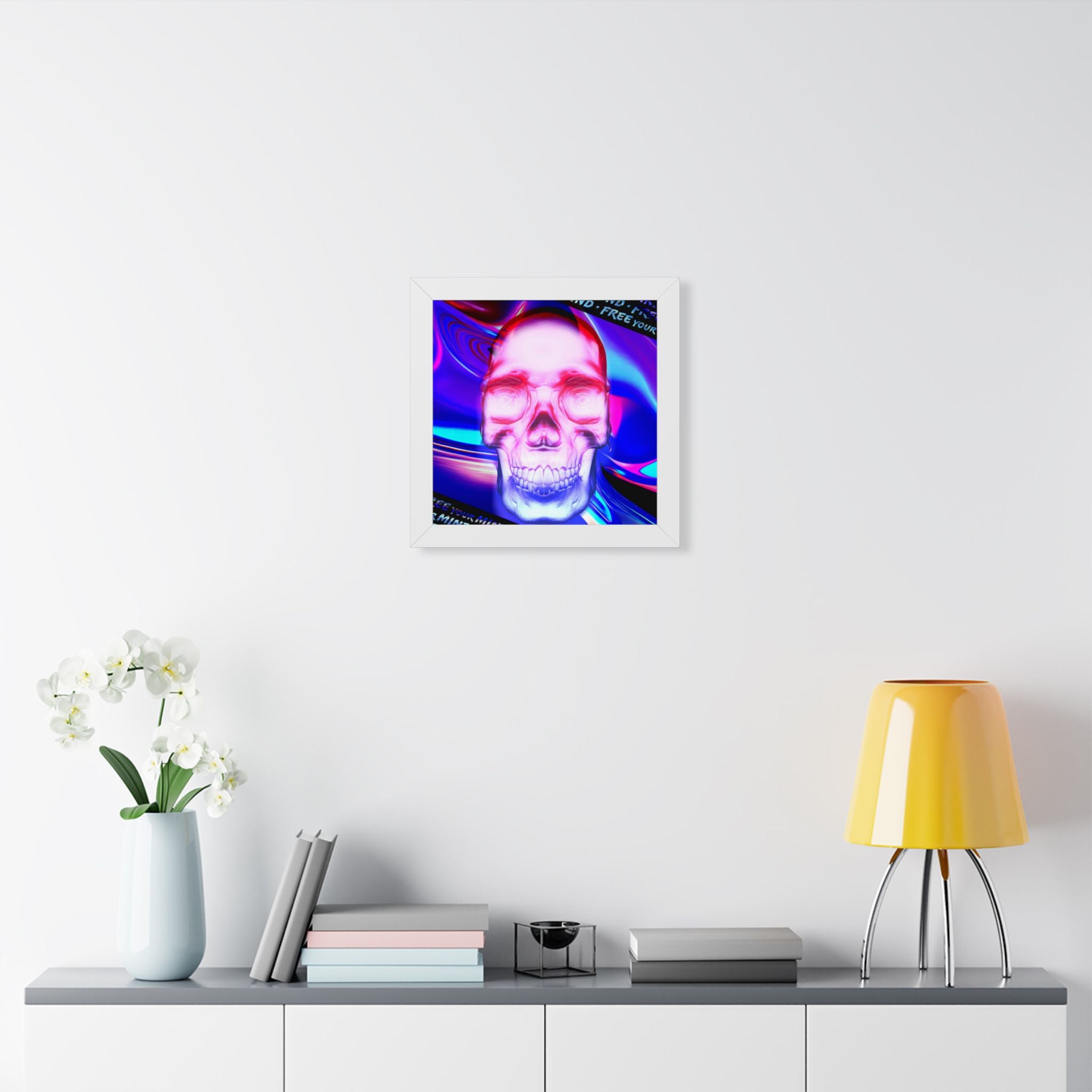 Free Your Mind Framed Poster - Psychedelic Skull Wall Art