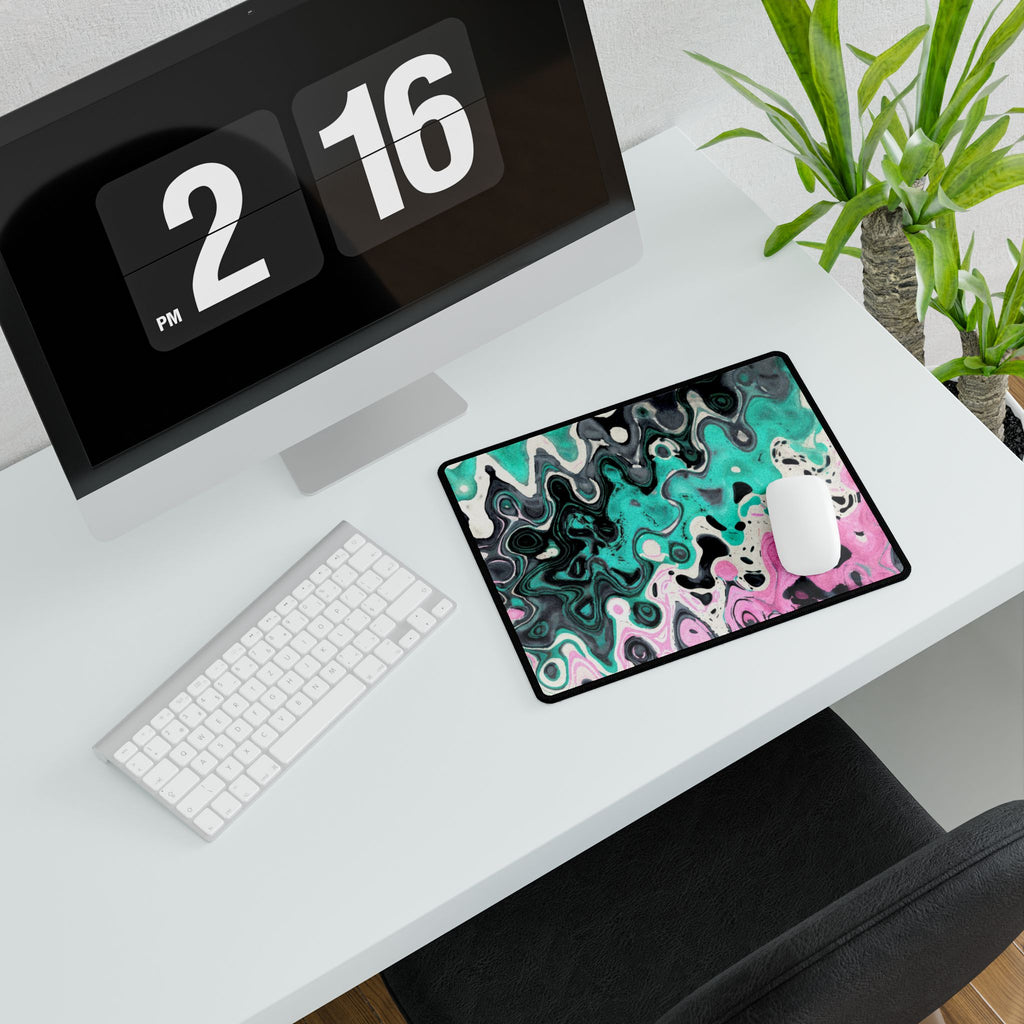 Mint Drip Desk Mat - Psychedelic Abstract Pattern Mouse Pad
