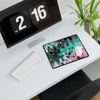 Mint Drip Desk Mat - Psychedelic Abstract Pattern Mouse Pad