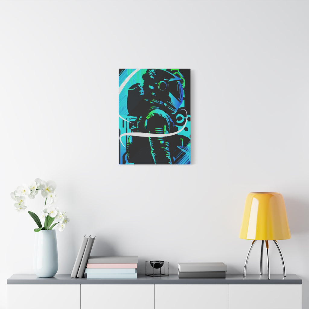 Grunge Paint Blast Canvas Wall Art - Abstract Graffiti Astronaut Decor