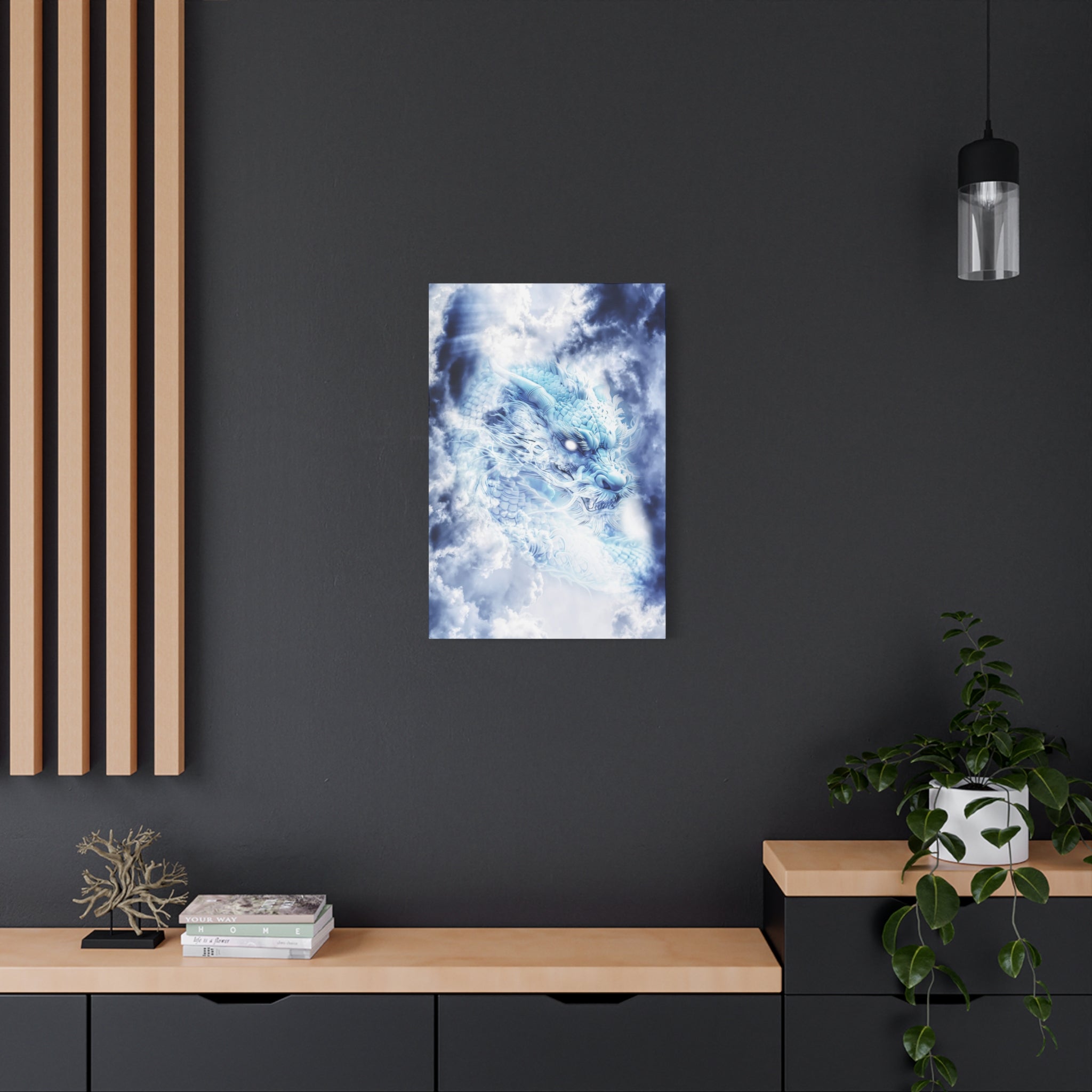 Blue Sky Dragon Canvas Wall Art - Celestial Fantasy Decor
