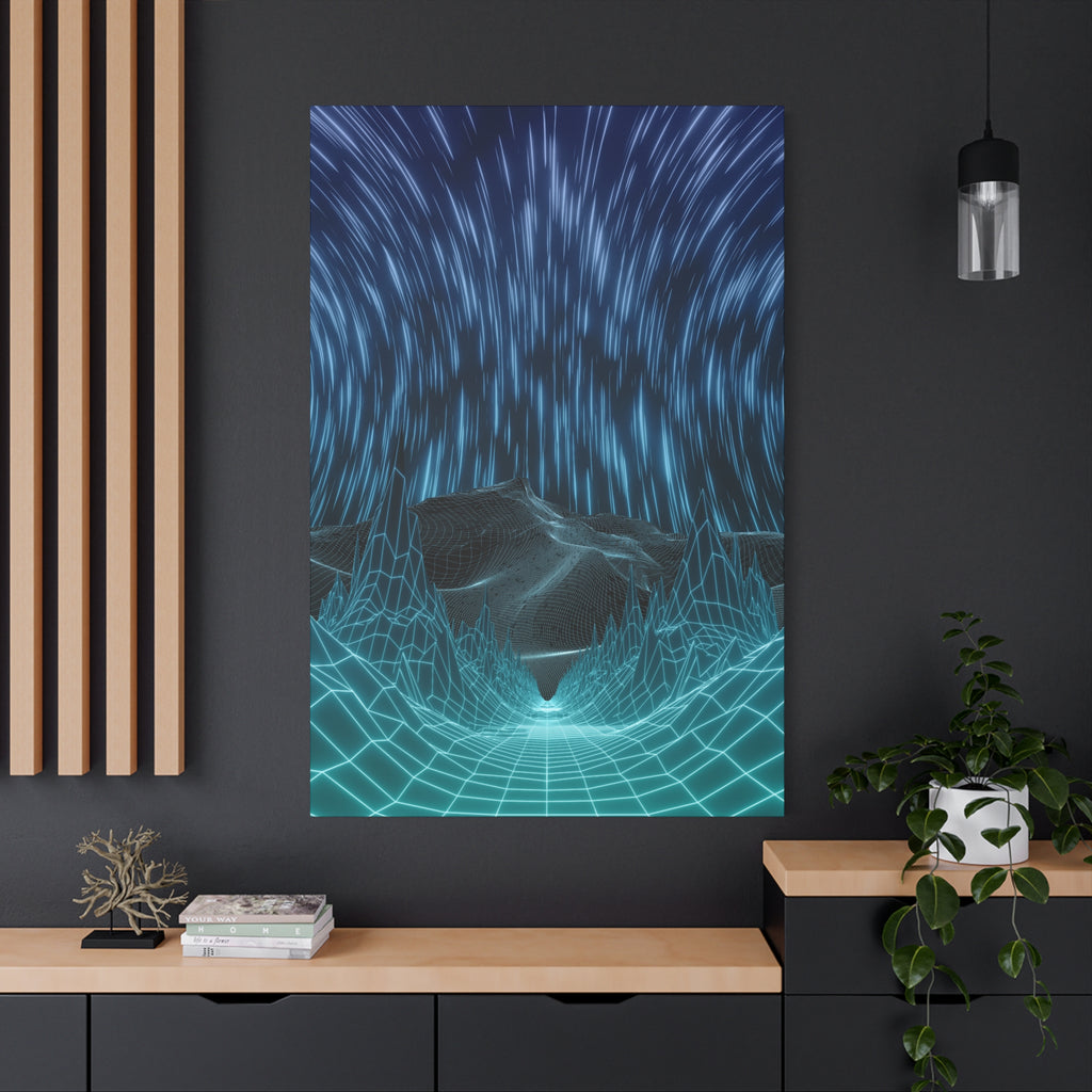 Cyber Wave Escape Canvas Art - Futuristic Neon Synthwave Decor