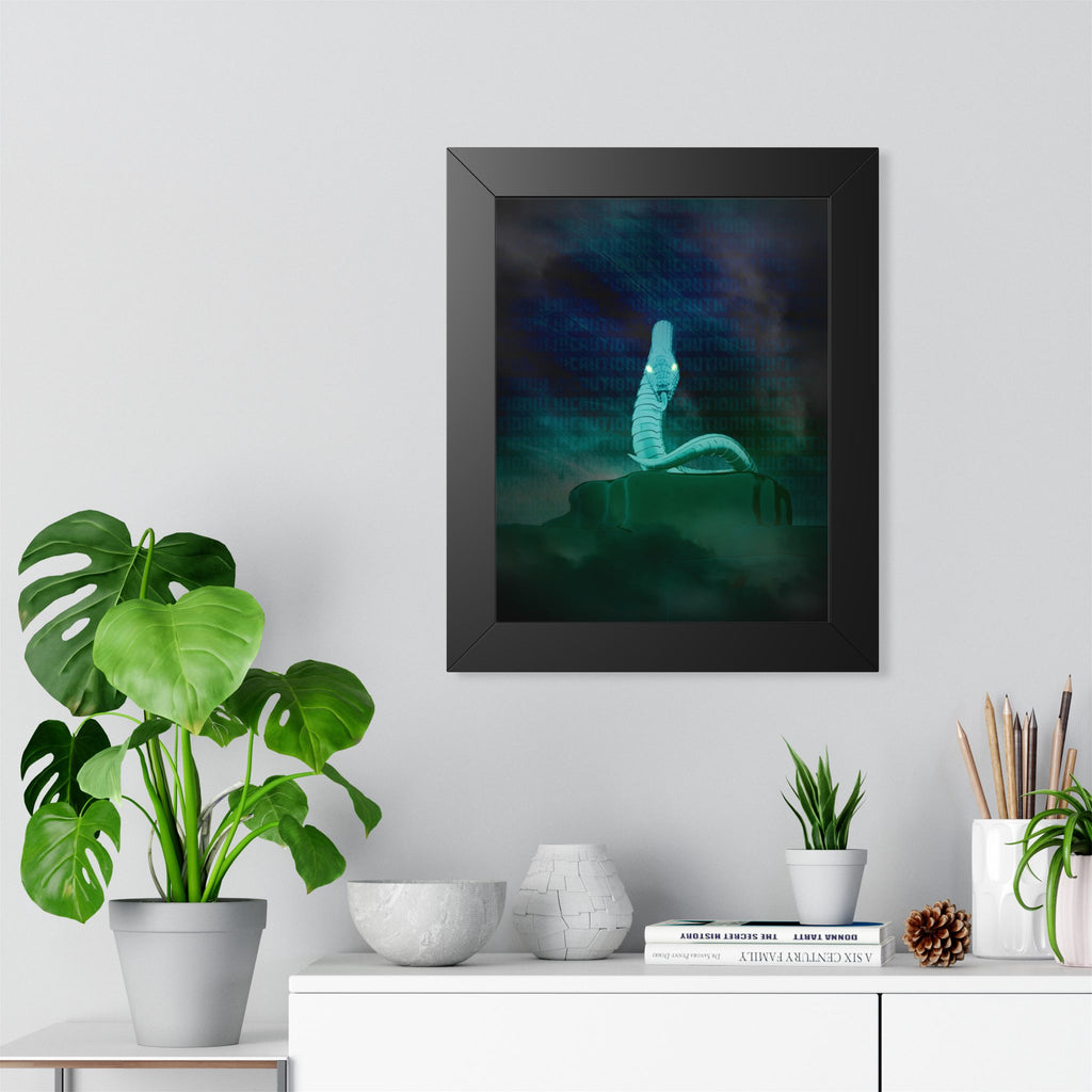 Snake Bite Framed Poster - Caution-Theme Serpent Wall Art