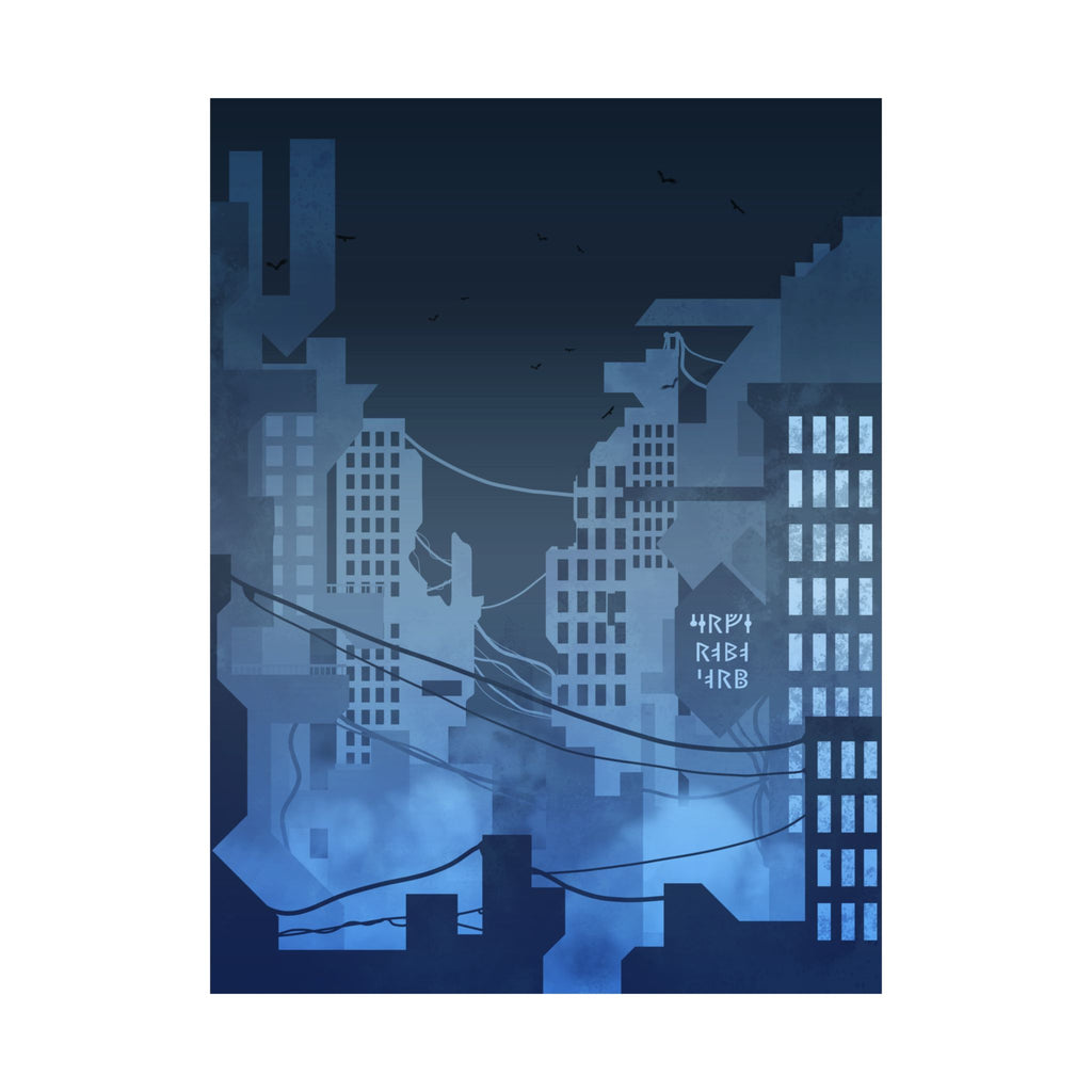 City Lights Abandoned City Poster - Cyberpunk Dystopian Art