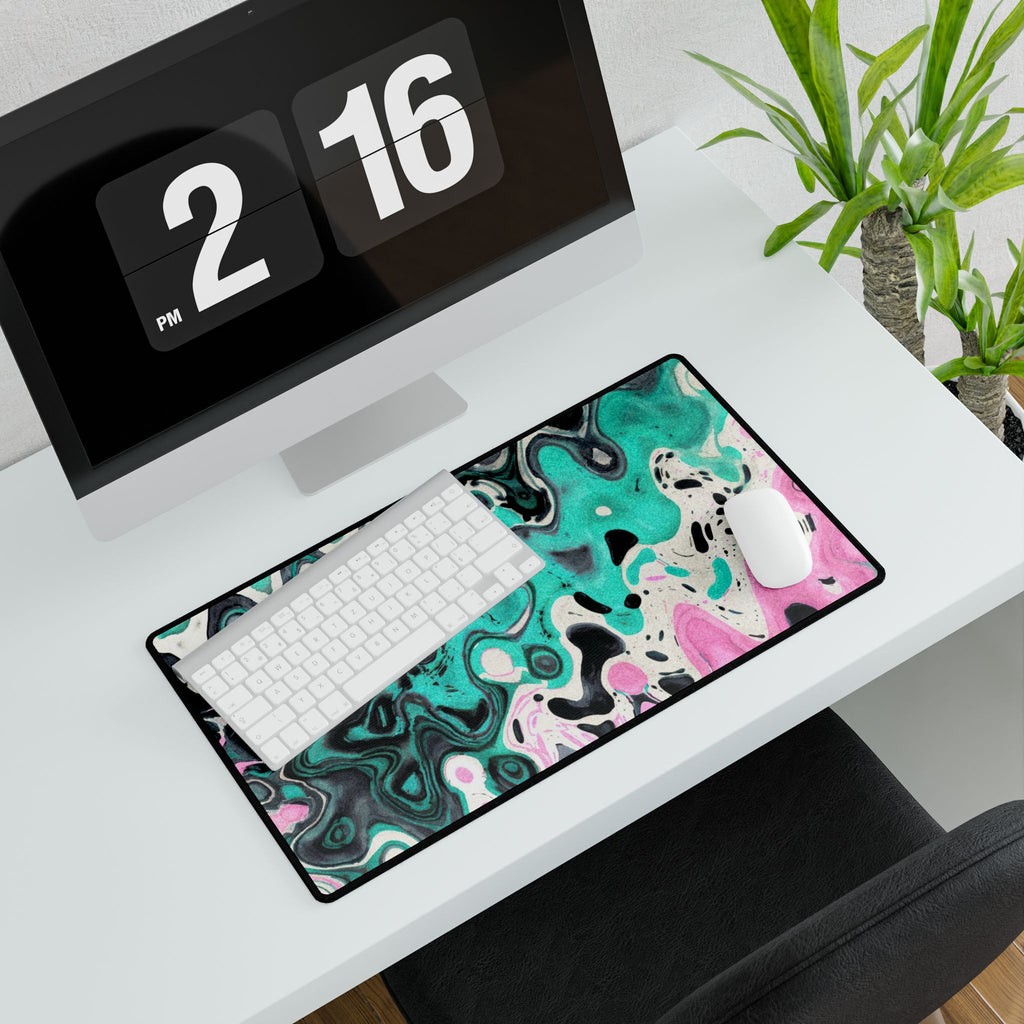Mint Drip Desk Mat - Psychedelic Abstract Pattern Mouse Pad