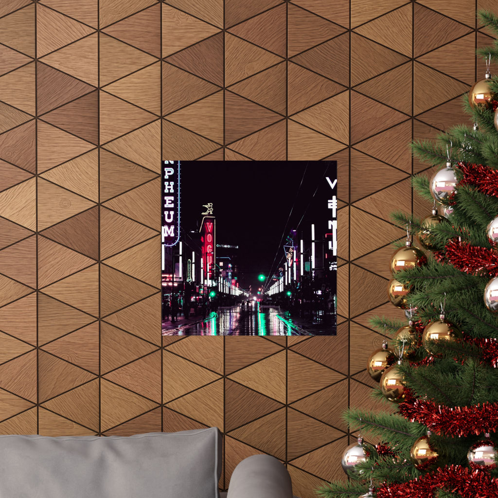 Cyberpunk Slick Street Poster - Neon Alley Art Print