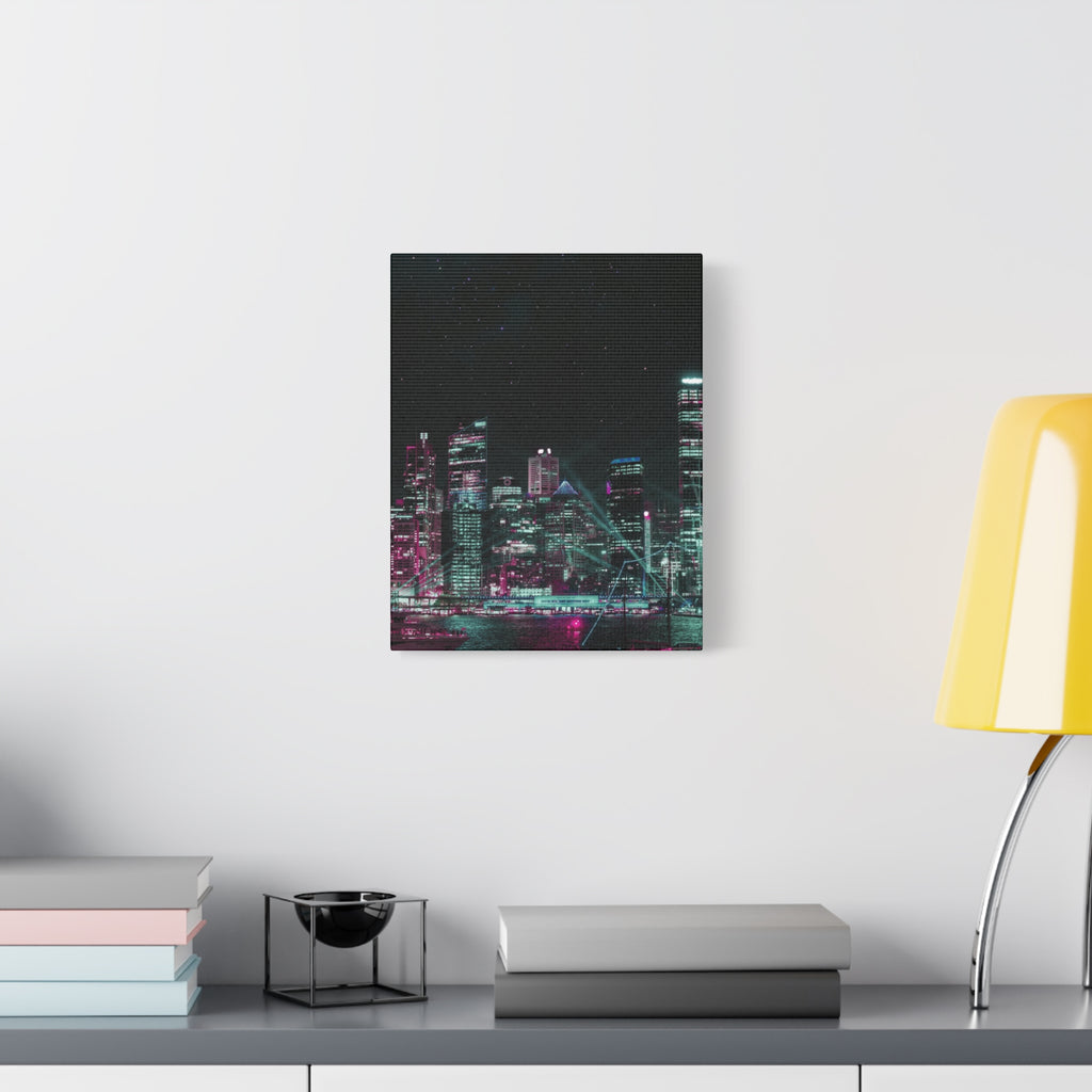 Cyberpunk Harbor Canvas Wall Art - Futuristic Sci-Fi City Decor