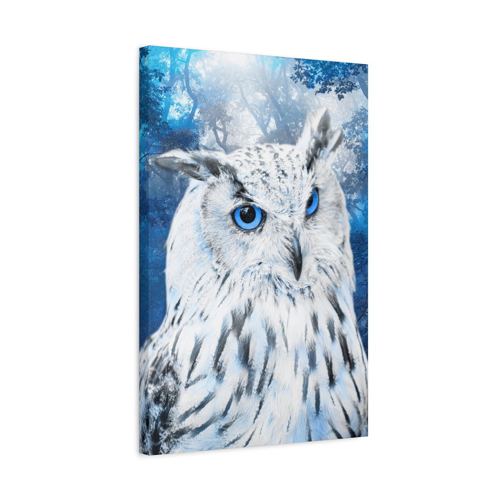 Frost Owl Canvas Wall Art - Winter Animal Fantasy Nature Decor