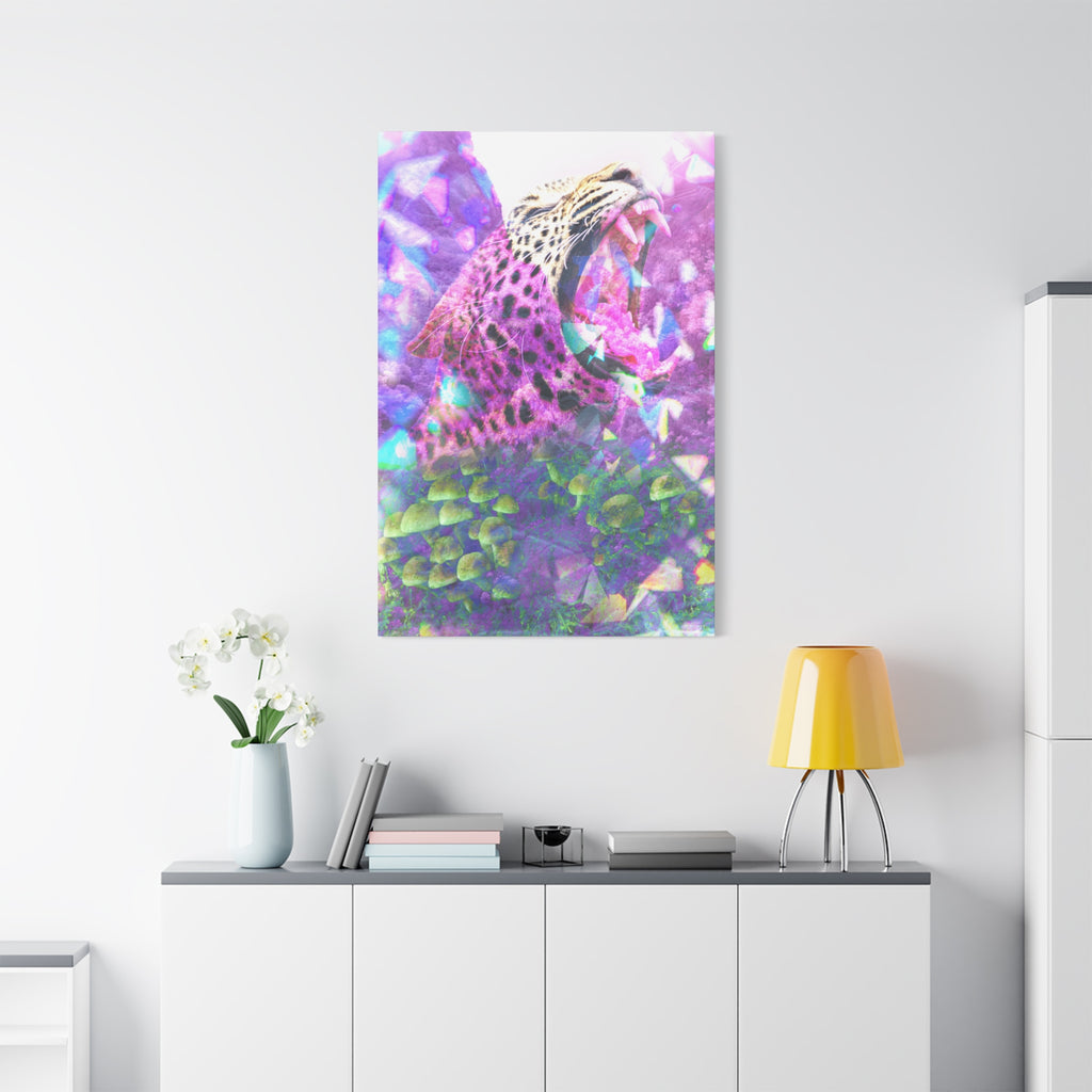 Vibrant Roaring Leopard Matte Canvas Wall Art