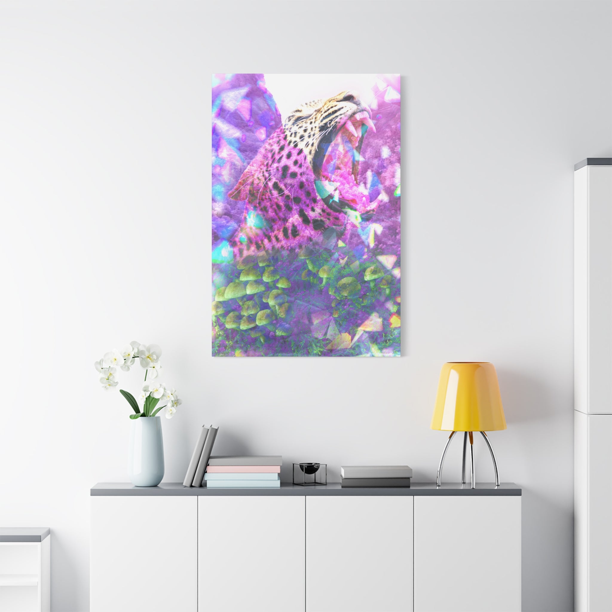 Vibrant Roaring Leopard Matte Canvas Wall Art