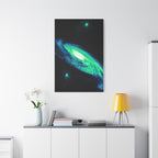 Vaporwave Green Blue Spiral Galaxy Canvas Art | Neon Retro Space Nebula Wall Decor
