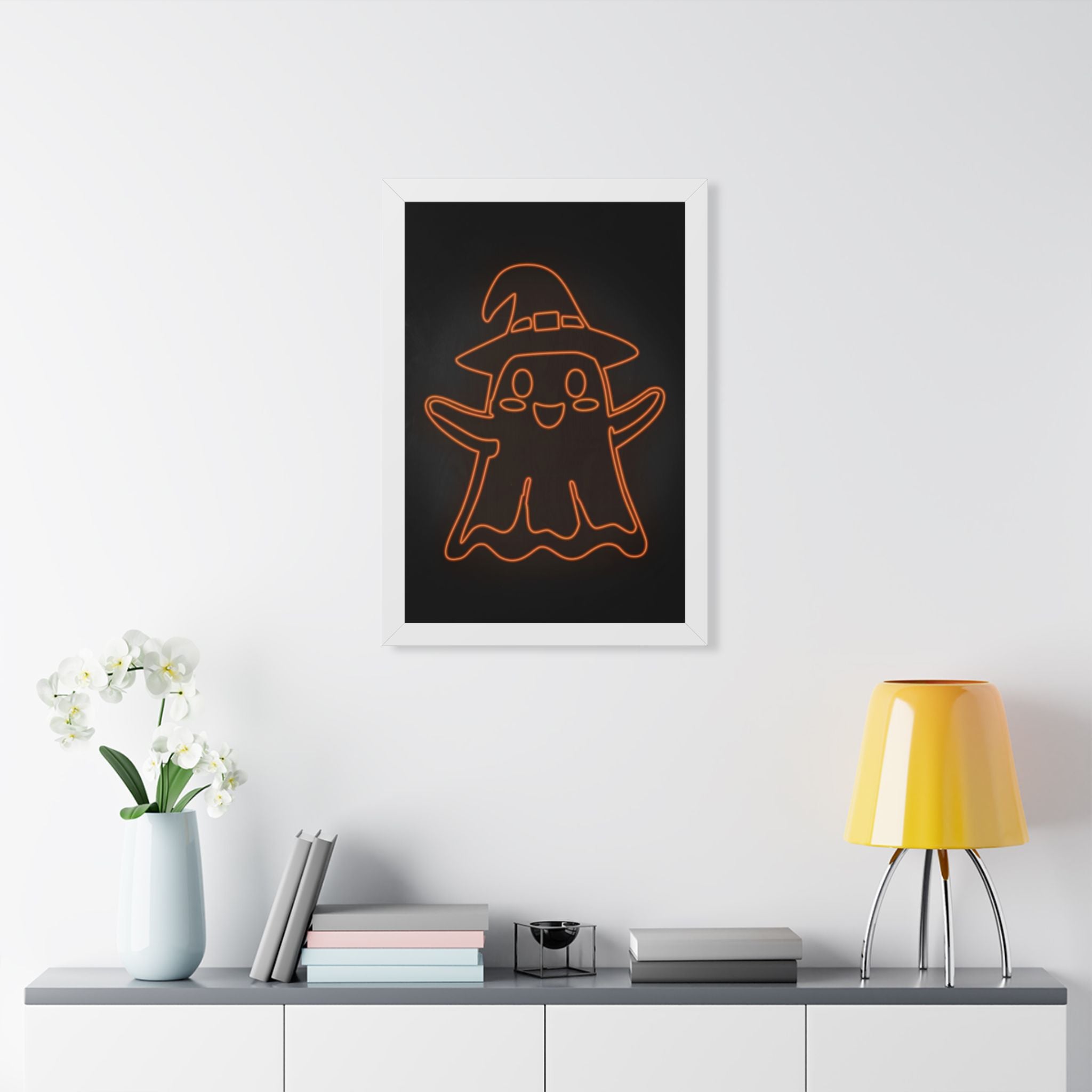 Cute Ghost Framed Poster - Halloween Kids Room Wall Art