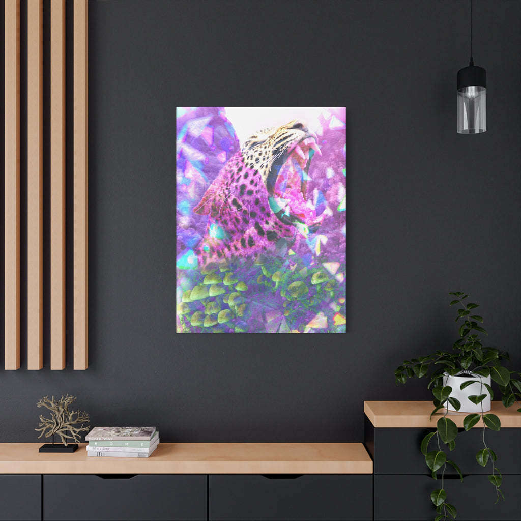 Vibrant Roaring Leopard Matte Canvas Wall Art