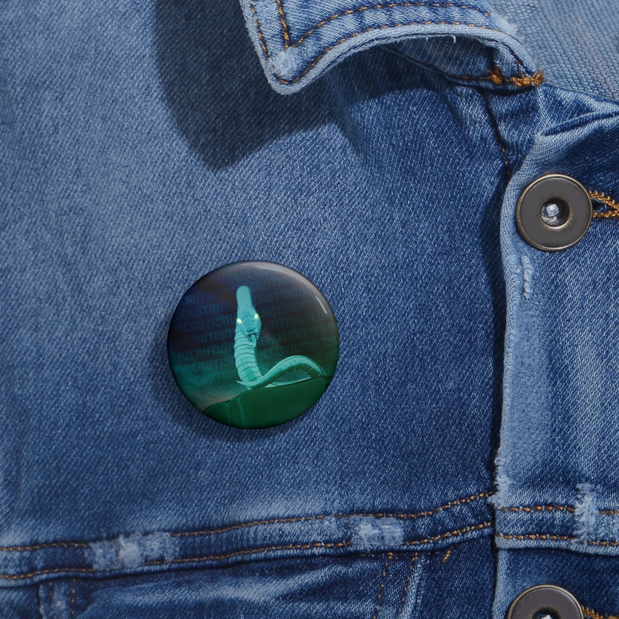 Snake Bite Pin - Dark Gothic Serpent Art Button