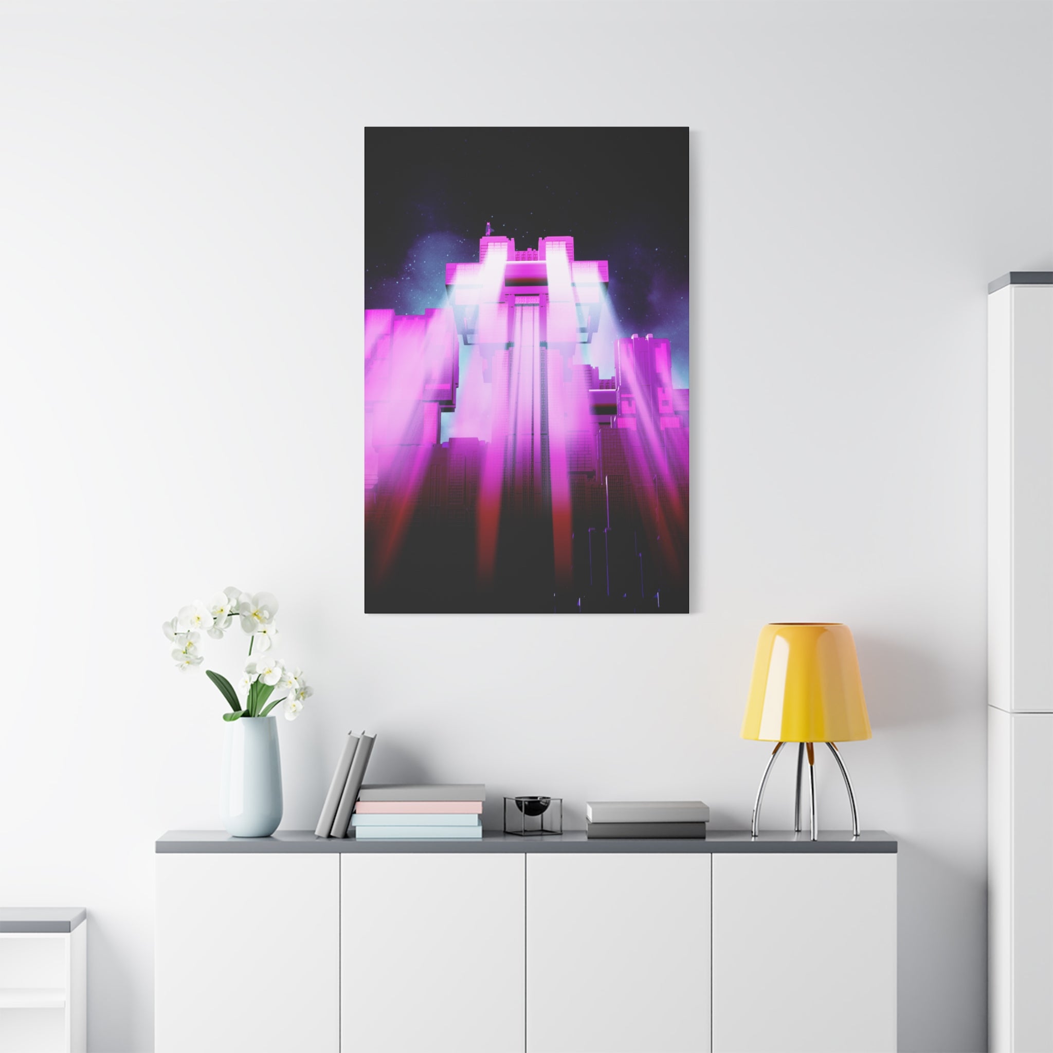 The City of Lights Vibrant Cityscape Canvas Art | Modern Neon Urban Skyline Wall Decor