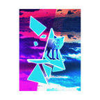 Blue Fox in Space Poster - Celestial Animal Art Print