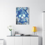 Blue Flame Skull Canvas Wall Art - Gothic Dark Fantasy Decor